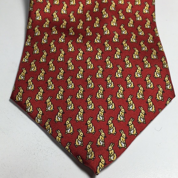 Men’s Necktie Brooks Brothers Yellow Bunny Rabbit - Picture 3 of 8